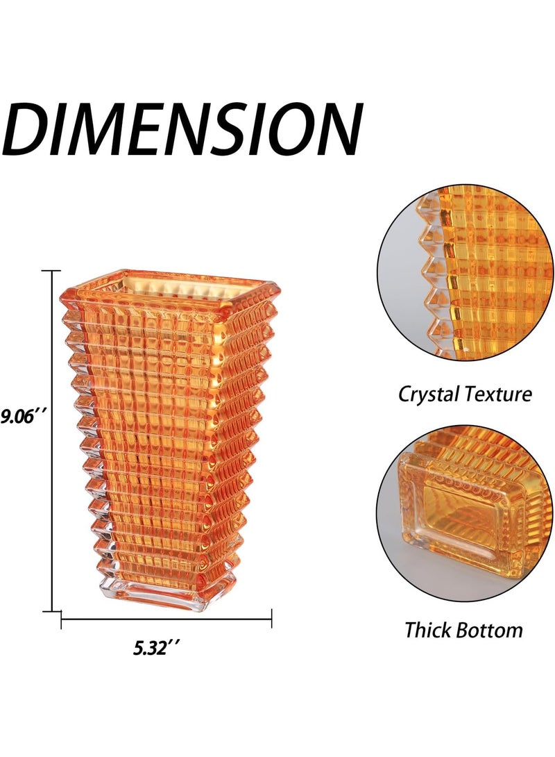 9-Inch Amber Crystal Flower Vase - Modern Glass Vase for Living Room, Bedroom, Dining Table & Wedding Decor - Image 3